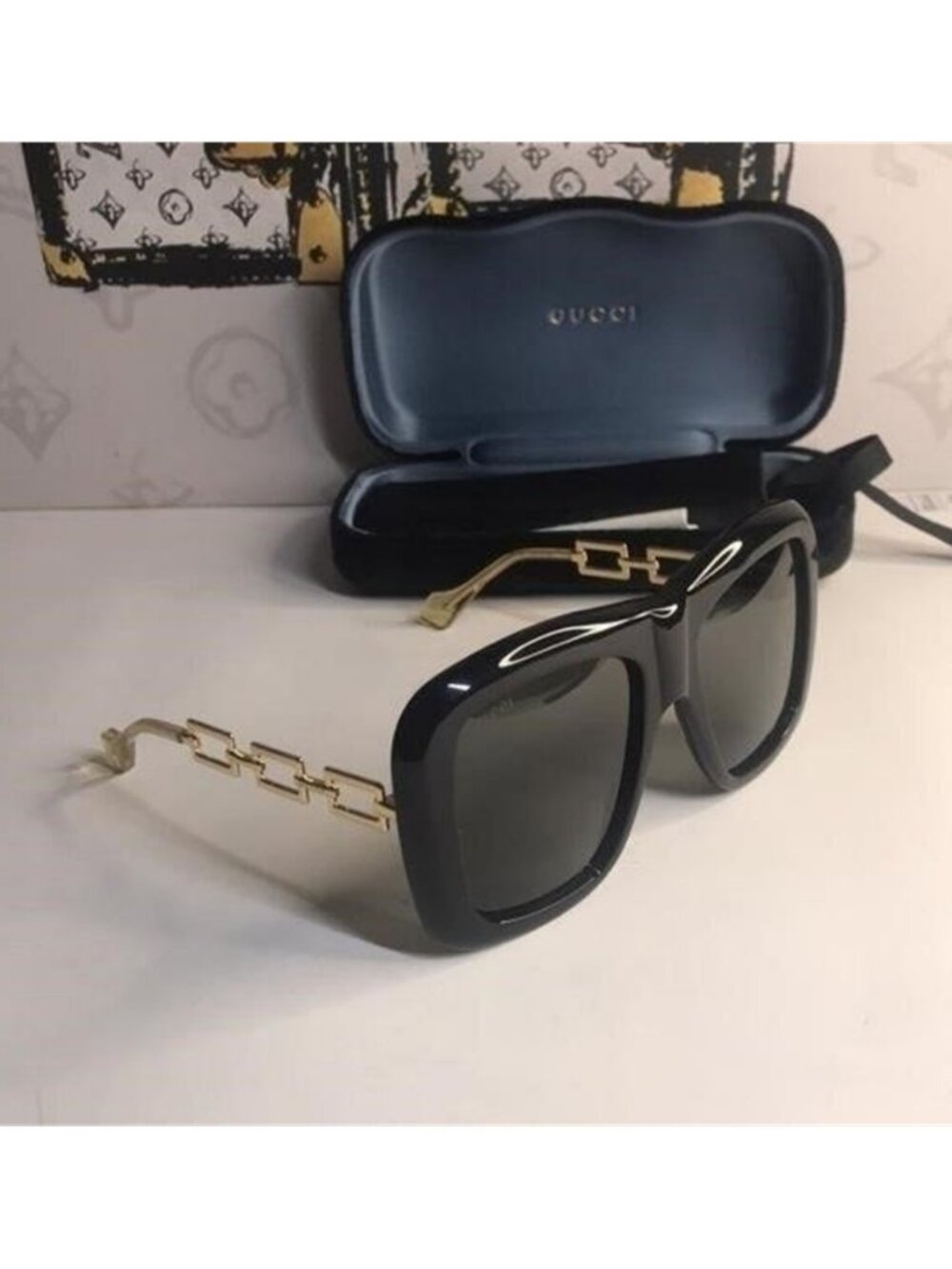 New Authentic Gucci Black Oversized Sunglasses GG0499S 001